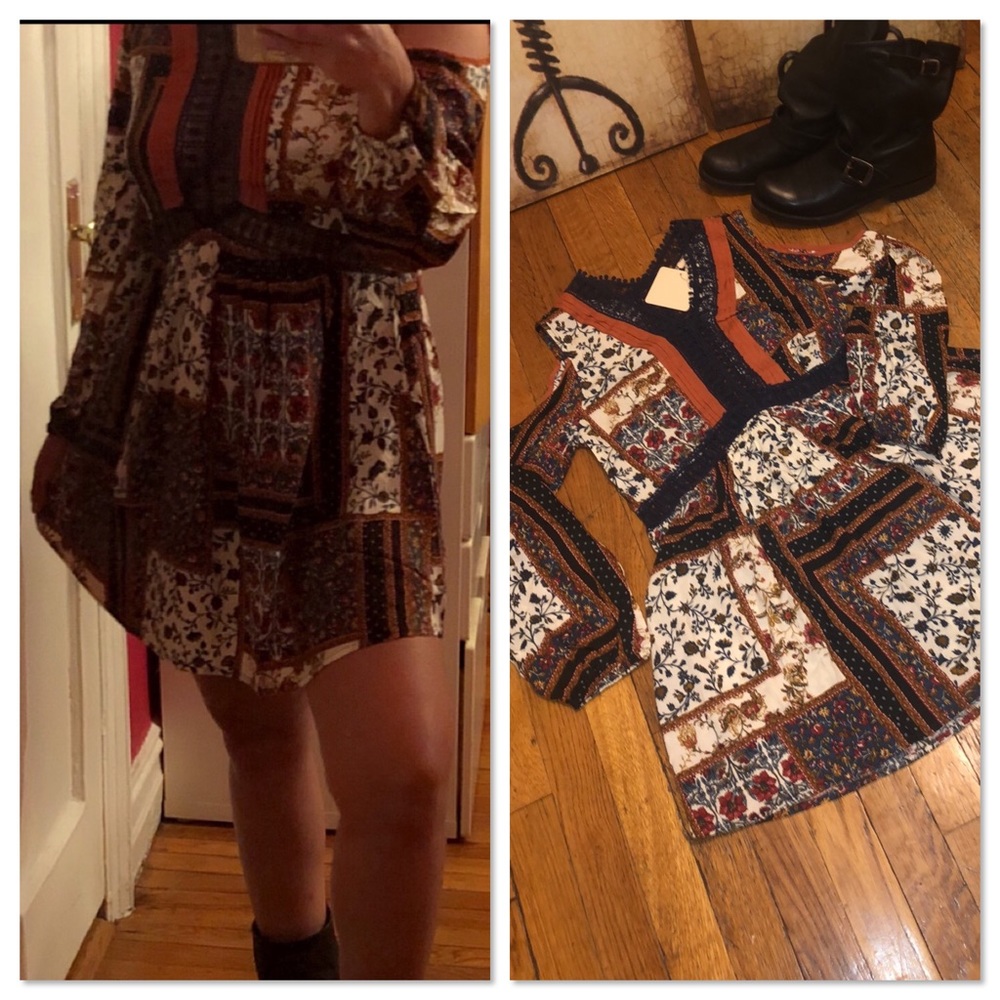 Bohemian Multi-Printed Long Sleeve Mini Dress Tunic - Picture 13 of 14